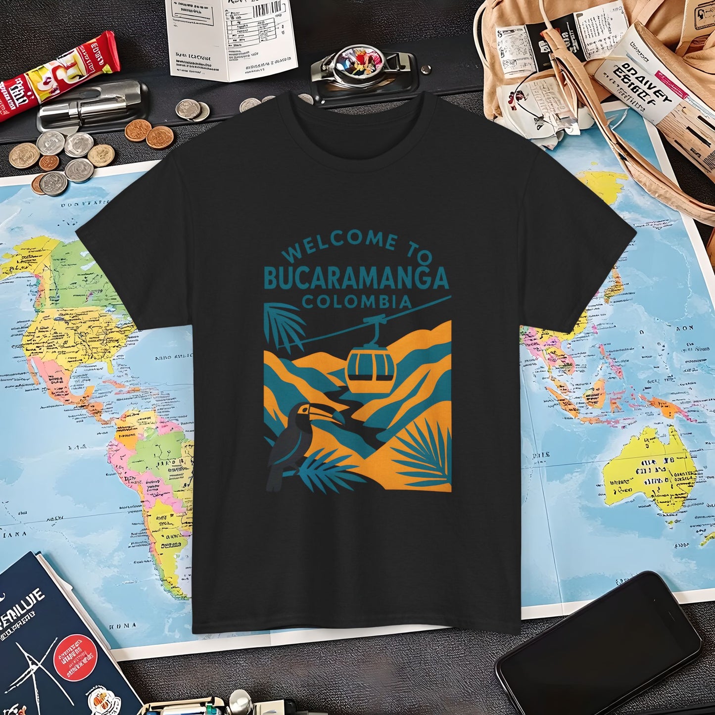 Bucaramanga Cable Car over Chicamocha Canyon Tee – Colombia Adventure Shirt | Layover Club Air Travel T-Shirts | Jetsetter, Airport, and International Flight Tees