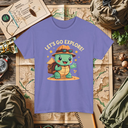 Let’s Go Explore T-Shirt – Cute Turtle Explorer with Travel Gear Design | Camping, Hiking, Rafting & Kayaking Tees for Nature Lovers