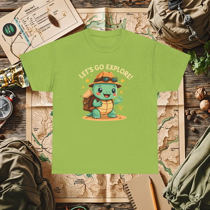 Let’s Go Explore T-Shirt – Cute Turtle Explorer with Travel Gear Design | Camping, Hiking, Rafting & Kayaking Tees for Nature Lovers