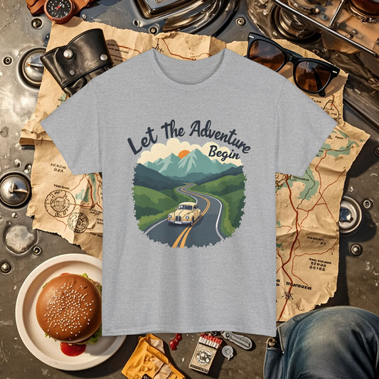 Adventure Awaits Road Trip & Vehicle Travel T-Shirts | Car, RV, and Motorcycle Adventure Tees