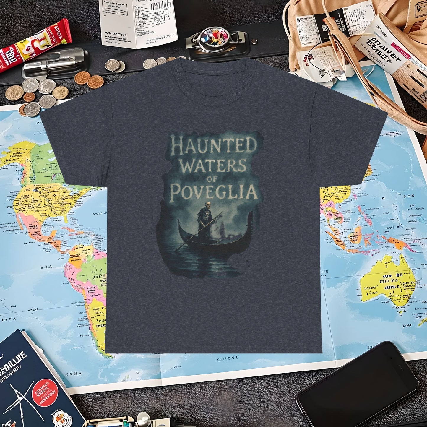Haunted Venice Ghostly Gondolier Shirt – Spooky Dark Tourism Graphic Tee | Layover Club Air Travel T-Shirts | Jetsetter, Airport, and International Flight Tees