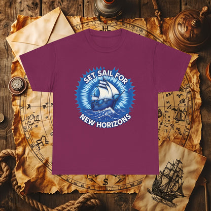 Set Sail for New Horizons T-Shirt – Old Tall Ship on Rough Water Design | Funny & Stylish Tees for Ocean Adventures