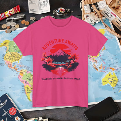 Adventure Awaits – Wander Far, Breathe Deep, See Japan T-Shirt – Scenic Mountain Escape Design Air Travel T-Shirts | Jetsetter, Airport, and International Flight Tees