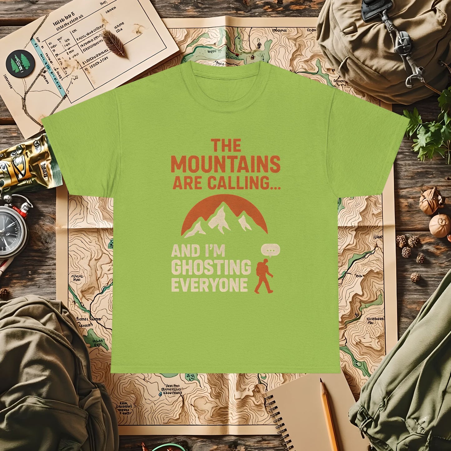 The Mountains Are Calling and I'm Ghosting Everyone – Ghosting for the Mountains Tee | Camping, Hiking, Rafting & Kayaking Tees for Nature Lovers