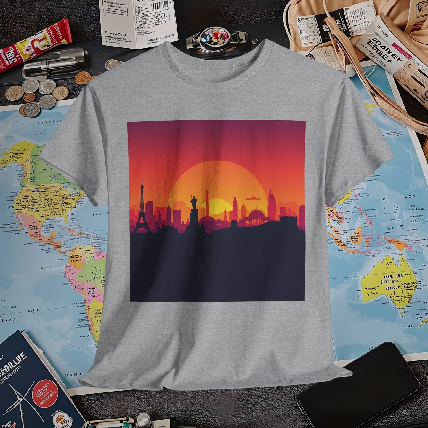Silhouetted Monuments Air Travel T-Shirts | Jetsetter, Airport, and International Flight Tees