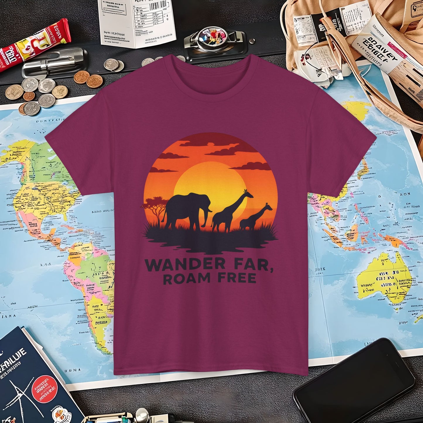 Copy of Wander Dream Big T-Shirt – Tropical Sunset with Palm Silhouettes Design Air Travel T-Shirts | Jetsetter, Airport, and International Flight Tees