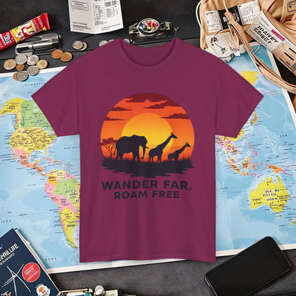 Copy of Wander Dream Big T-Shirt – Tropical Sunset with Palm Silhouettes Design Air Travel T-Shirts | Jetsetter, Airport, and International Flight Tees