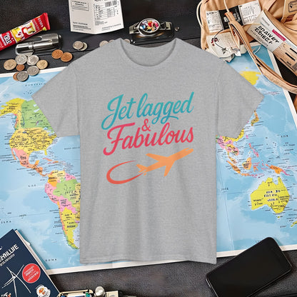 Jet Lagged and Fabulous T-Shirt – Neon Retro Airplane Travel Tee for Frequent Flyers & Stylish Globetrotters Air Travel T-Shirts | Jetsetter, Airport, and International Flight Tees
