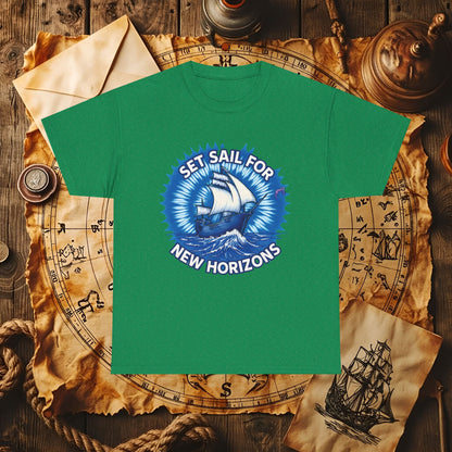 Set Sail for New Horizons T-Shirt – Old Tall Ship on Rough Water Design | Funny & Stylish Tees for Ocean Adventures