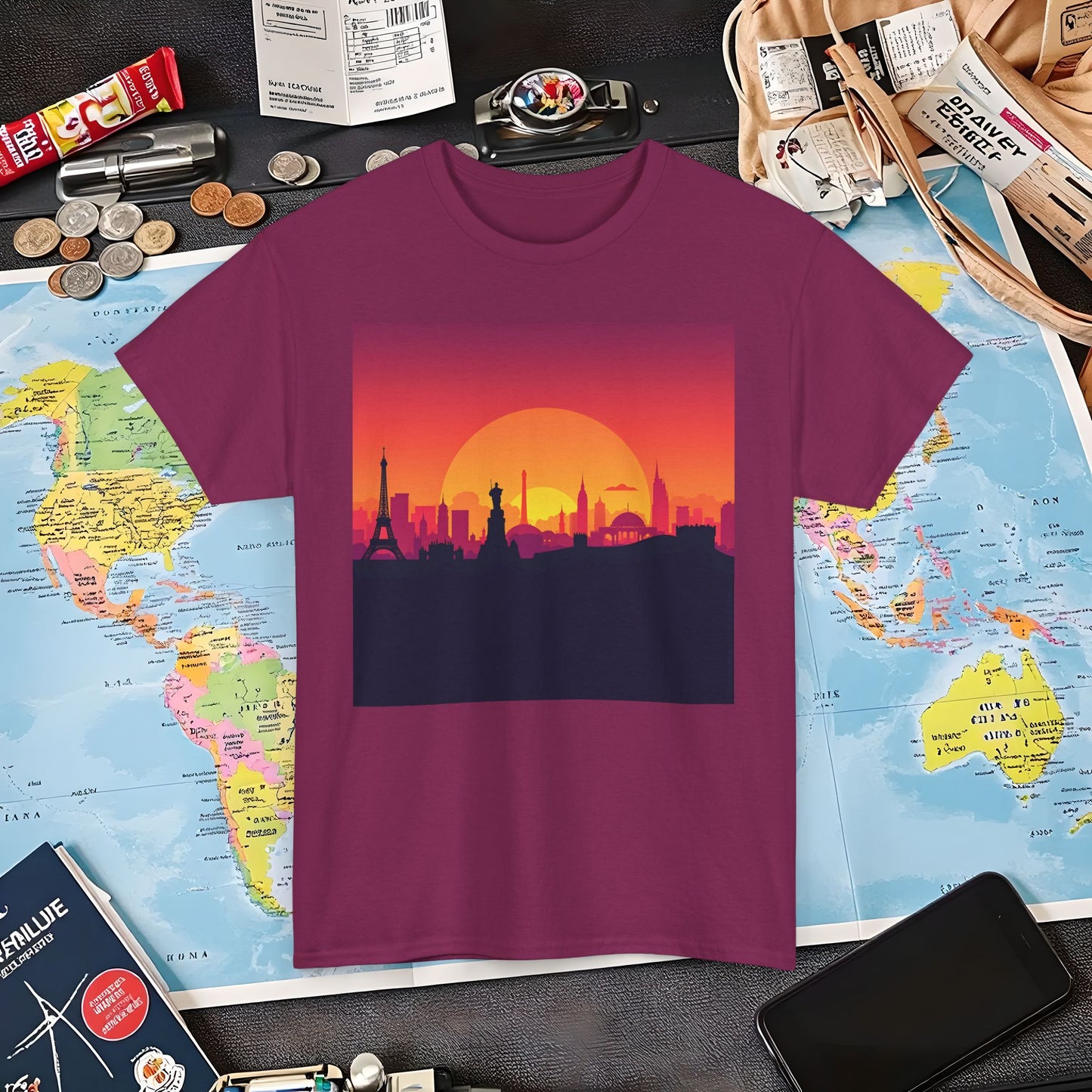 Silhouetted Monuments Air Travel T-Shirts | Jetsetter, Airport, and International Flight Tees