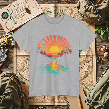 Quirky Sunset Outdoor Adventure T-Shirts | Camping, Hiking, Rafting & Kayaking Tees for Nature Lovers