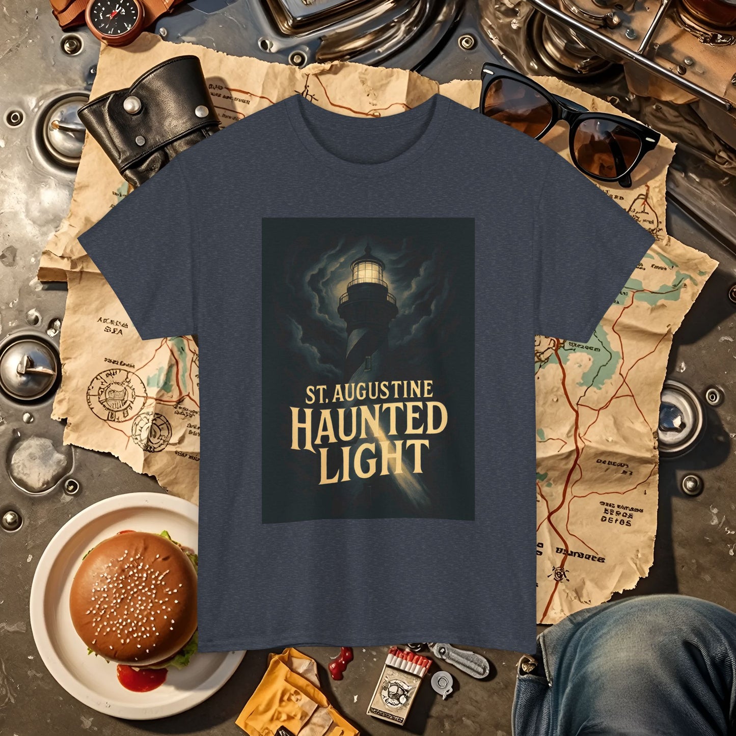 St. Augustine Haunted Lighthouse Florida Shirt – Stormy Night Dark Tourism Tee | Car, RV, and Motorcycle Adventure Tees