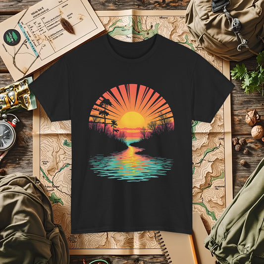 Quirky Sunset Outdoor Adventure T-Shirts | Camping, Hiking, Rafting & Kayaking Tees for Nature Lovers