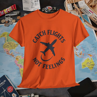 Catch Flights Not Feelings – Vintage Travel Vibes Tee Air Travel T-Shirts | Jetsetter, Airport, and International Flight Tees
