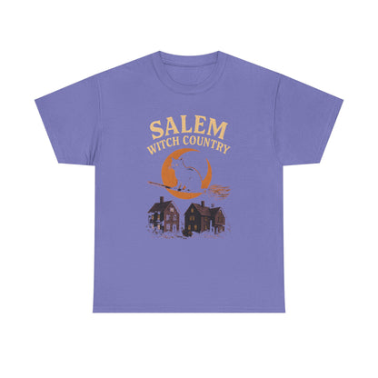 Salem Witch Country Black Cat & Moon Graphic Tee – Gothic Massachusetts Travel Shirt | Car, RV, and Motorcycle Adventure Tees