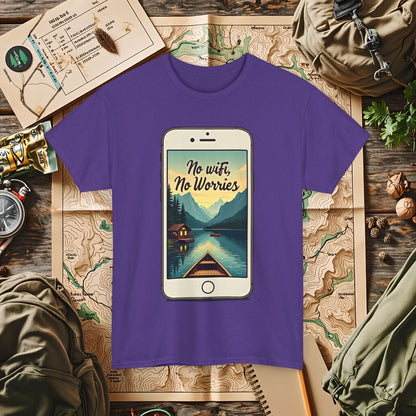 Nature-Inspired Unisex Tee, No Wifi No Worries T-Shirt, Outdoor Adventure Shirt, Relaxation Tee, Hiking Gift, Casual Wear