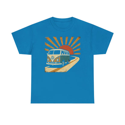 Sunset Road Trip T-Shirt – Vintage VW Van Adventure Design