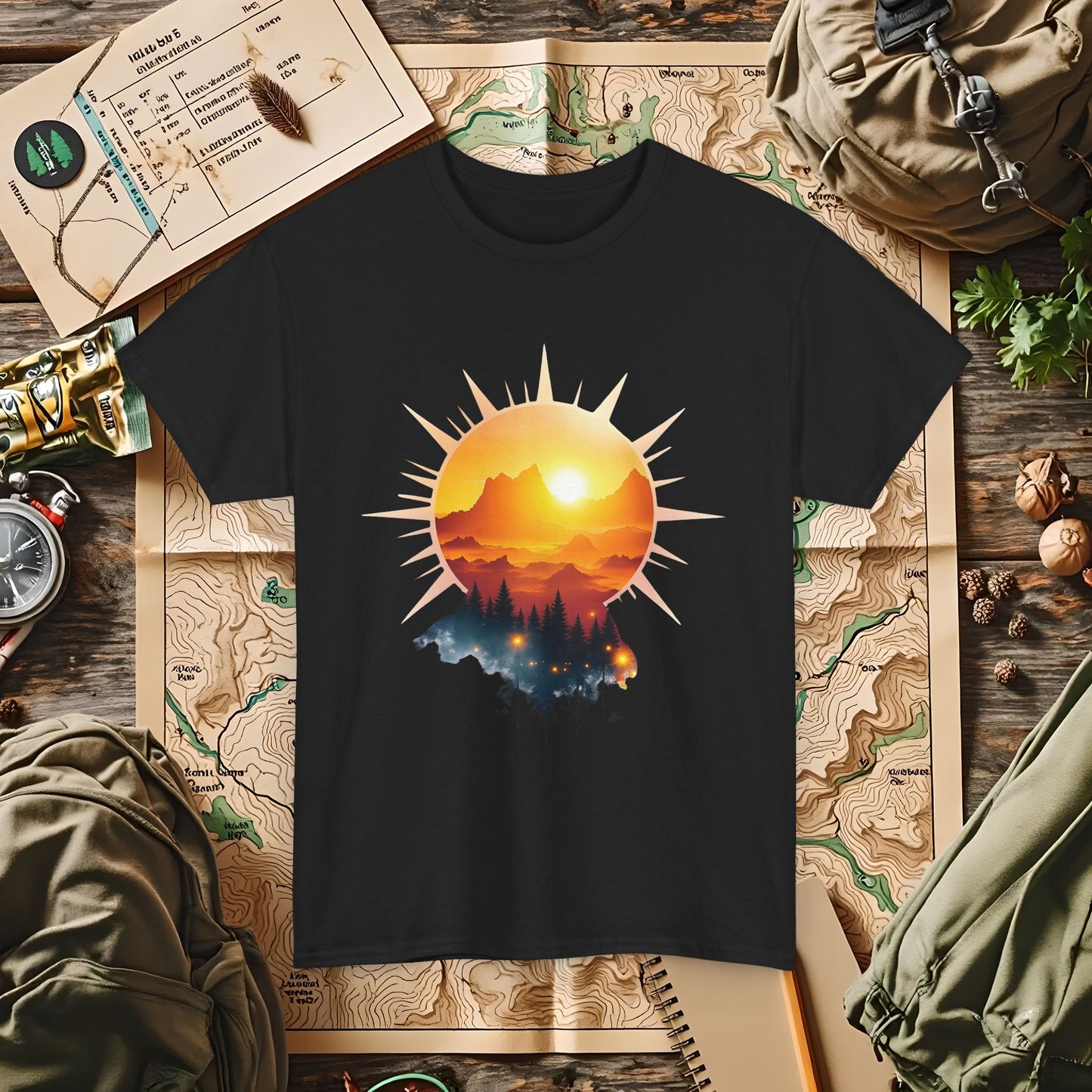 Golden Horizon Outdoor Adventure T-Shirts | Camping, Hiking, Rafting & Kayaking Tees for Nature Lovers