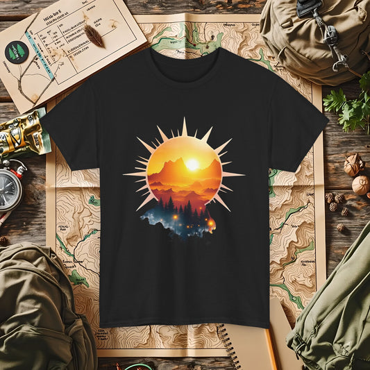 Golden Horizon Outdoor Adventure T-Shirts | Camping, Hiking, Rafting & Kayaking Tees for Nature Lovers