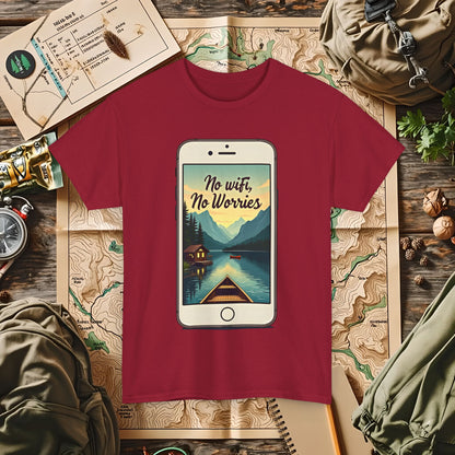 Nature-Inspired Unisex Tee, No Wifi No Worries T-Shirt, Outdoor Adventure Shirt, Relaxation Tee, Hiking Gift, Casual Wear