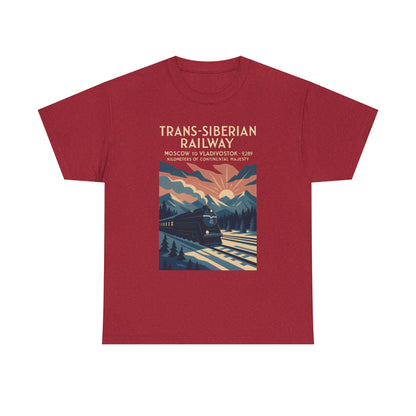 Trans-Siberian Twilight – Art Deco Russian Train Journey Tee Road Trip & Vehicle Travel T-Shirts | Car, RV, and Motorcycle Adventure Tees