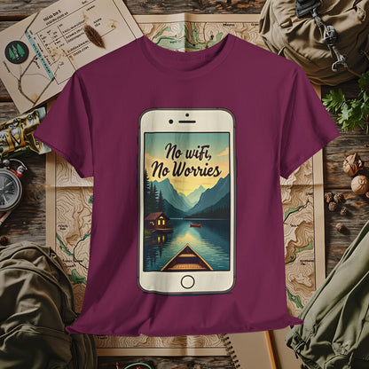 Nature-Inspired Unisex Tee, No Wifi No Worries T-Shirt, Outdoor Adventure Shirt, Relaxation Tee, Hiking Gift, Casual Wear