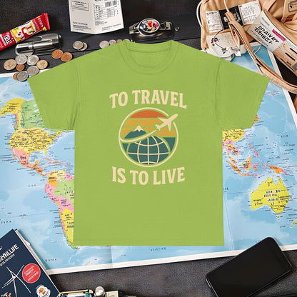 To Travel Is To Live – Vintage Globe & Airplane Travel Badge Tee (Layover Club) Air Travel T-Shirts | Jetsetter, Airport, and International Flight Tees