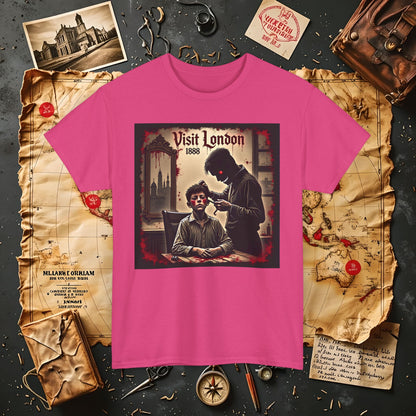 Visit London 1888 T-Shirt – Victorian Horror with Jack the Ripper and Evil Barber Art
