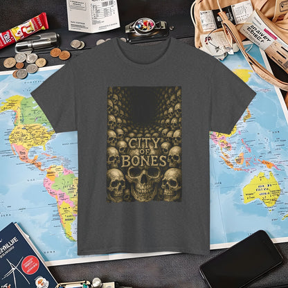 City of Bones Paris Tee – Gothic Skull Catacomb Tunnel Artwork | Layover Club Air Travel T-Shirts | Jetsetter, Airport, and International Flight Tees