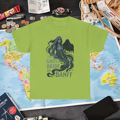 Ghostly Bride at Banff Springs Hotel Shirt – Haunted Canadian Hotel Dark Tourism Tee | Layover Club Air Travel T-Shirts | Jetsetter, Airport, and International Flight Tees