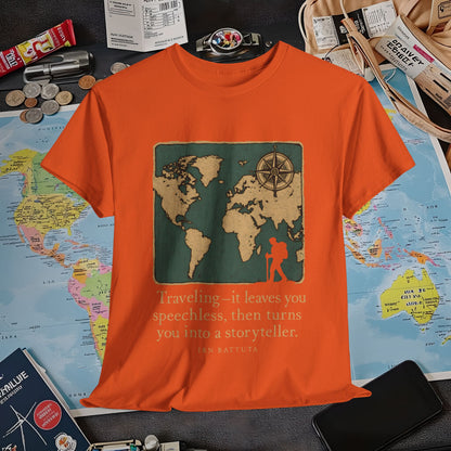 Speechless to Storyteller – Vintage Map Wanderlust Quote Tee  Air Travel T-Shirts | Jetsetter, Airport, and International Flight Tees