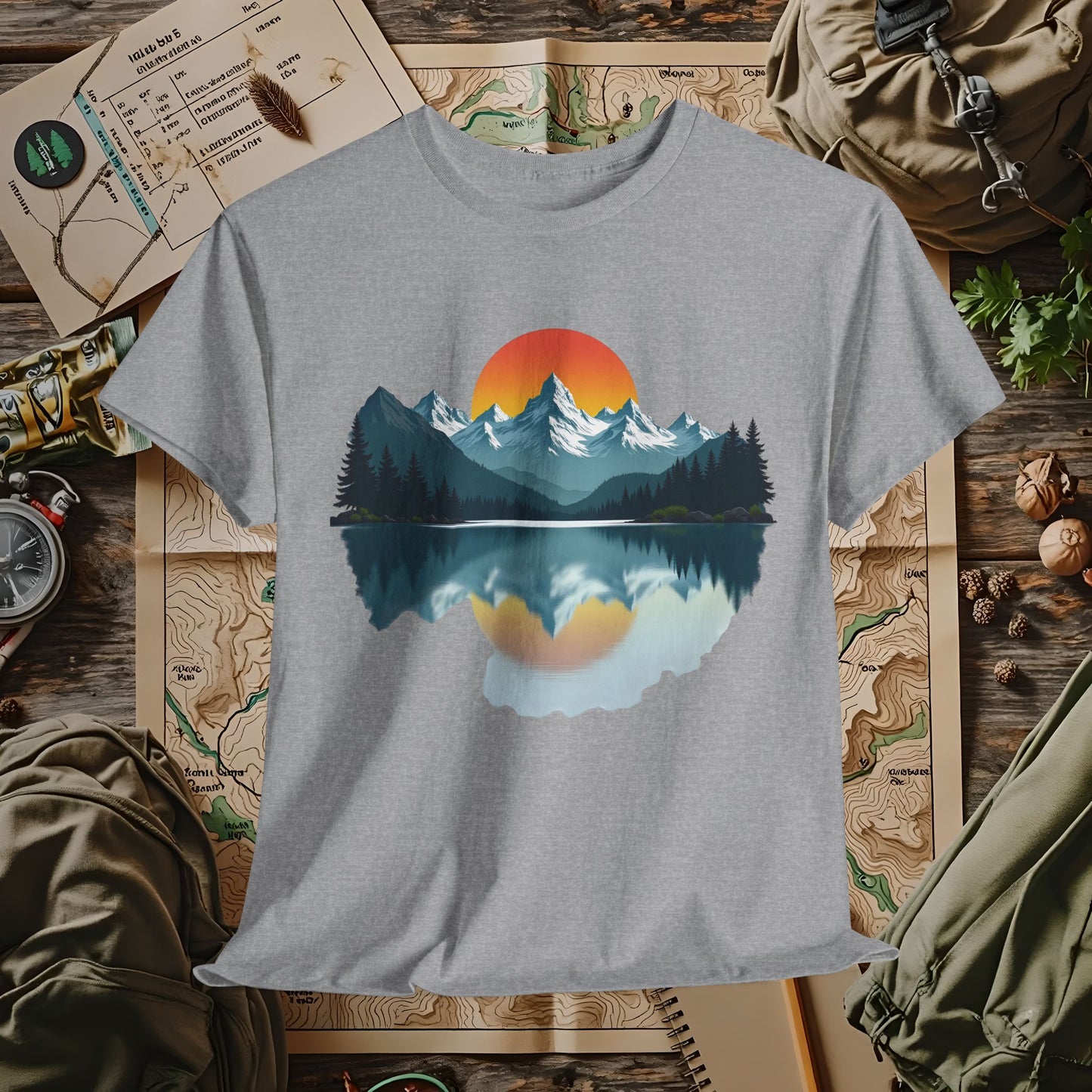 Mountain Reflection Outdoor Adventure T-Shirts | Camping, Hiking, Rafting & Kayaking Tees for Nature Lovers