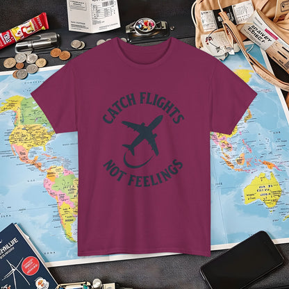 Catch Flights Not Feelings – Vintage Travel Vibes Tee Air Travel T-Shirts | Jetsetter, Airport, and International Flight Tees