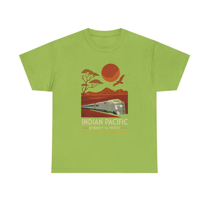 Australian Indian Pacific – Art Deco Desert Crossing Train Tee Road Trip & Vehicle Travel T-Shirts | Car, RV, and Motorcycle Adventure Tees