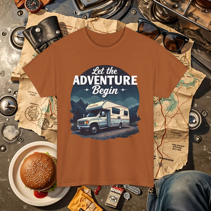 Adventure Awaits Road Trip & Vehicle Travel T-Shirts | Car, RV, and Motorcycle Adventure Tees