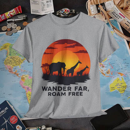 Copy of Wander Dream Big T-Shirt – Tropical Sunset with Palm Silhouettes Design Air Travel T-Shirts | Jetsetter, Airport, and International Flight Tees
