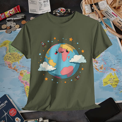 Kawaii Globe Air Travel T-Shirts | Jetsetter, Airport, and International Flight Tees
