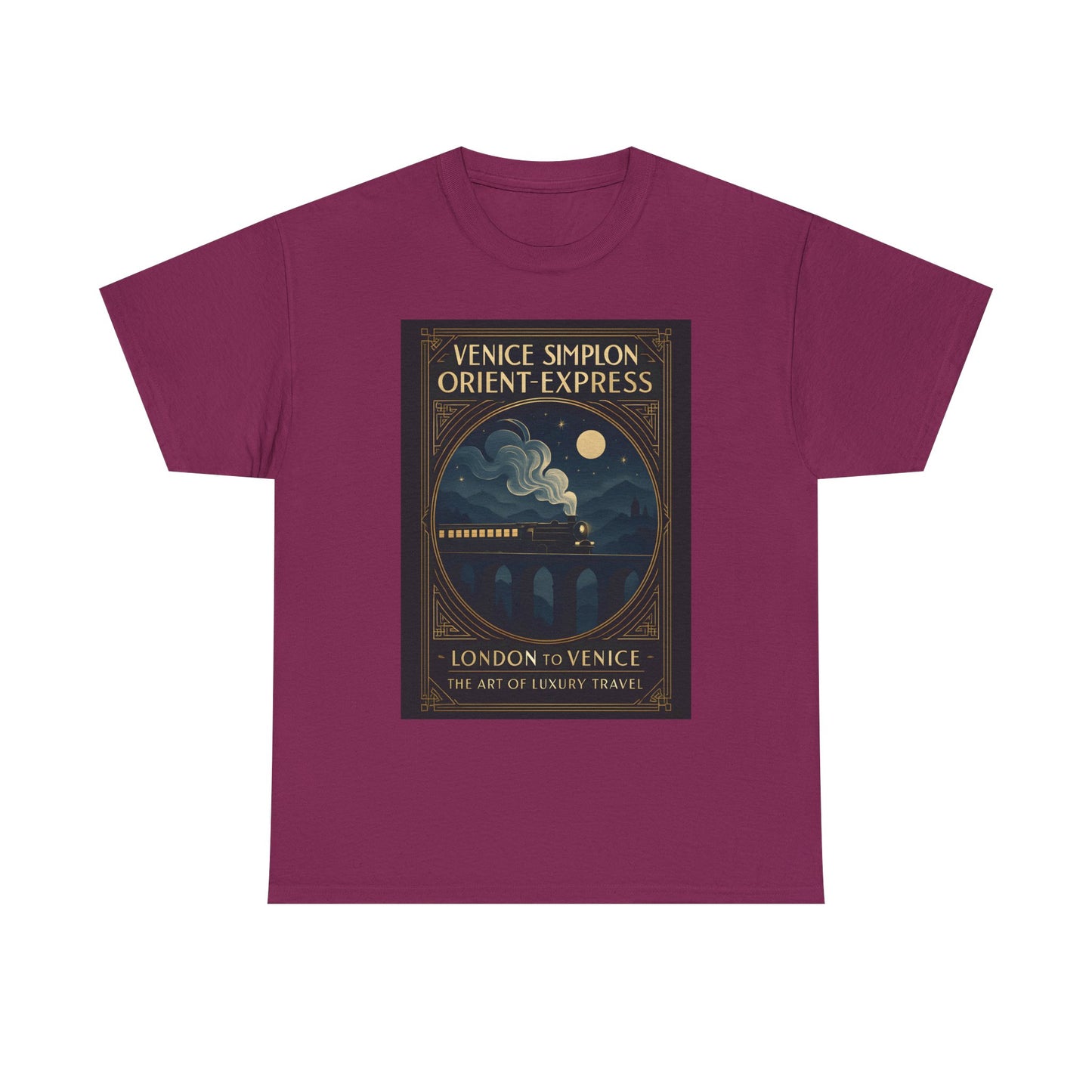 Orient Express at Night – Art Deco Venice Simplon Midnight Train Tee Road Trip & Vehicle Travel T-Shirts | Car, RV, and Motorcycle Adventure Tees
