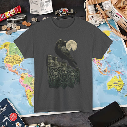 Gothic Crow on Edinburgh’s Haunted Battlements Tee – Dark Tourism Scotland Shirt | Layover Club Air Travel T-Shirts | Jetsetter, Airport, and International Flight Tees