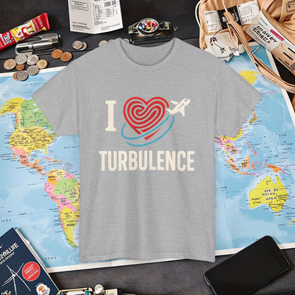 I ♥ Turbulence – Funny Aviation Graphic Tee for Pilots & Frequent Flyers Air Travel T-Shirts | Jetsetter, Airport, and International Flight Tees