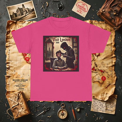 Visit London 1888 T-Shirt – Victorian Horror with Jack the Ripper and Evil Barber Art