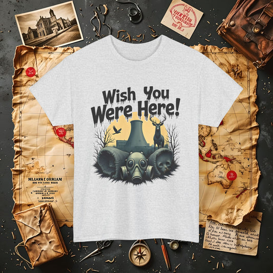 Spooky Vibes Tee - "Wish You Were Here!" Halloween T-Shirt, Unisex Tee, Ghost Graphic Tee, Halloween Gift, Casual Wear