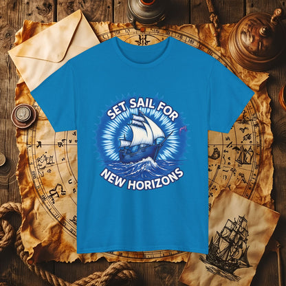 Set Sail for New Horizons T-Shirt – Old Tall Ship on Rough Water Design | Funny & Stylish Tees for Ocean Adventures