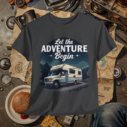 Adventure Awaits Road Trip & Vehicle Travel T-Shirts | Car, RV, and Motorcycle Adventure Tees