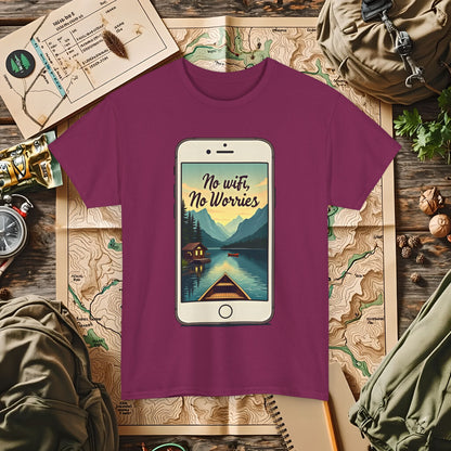 Nature-Inspired Unisex Tee, No Wifi No Worries T-Shirt, Outdoor Adventure Shirt, Relaxation Tee, Hiking Gift, Casual Wear