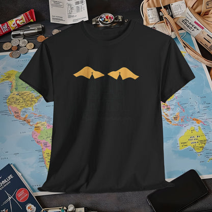 Bucaramanga Cathedral with Andes Silhouette – Vintage Colombia Travel Tee | Layover Club Air Travel T-Shirts | Jetsetter, Airport, and International Flight Tees
