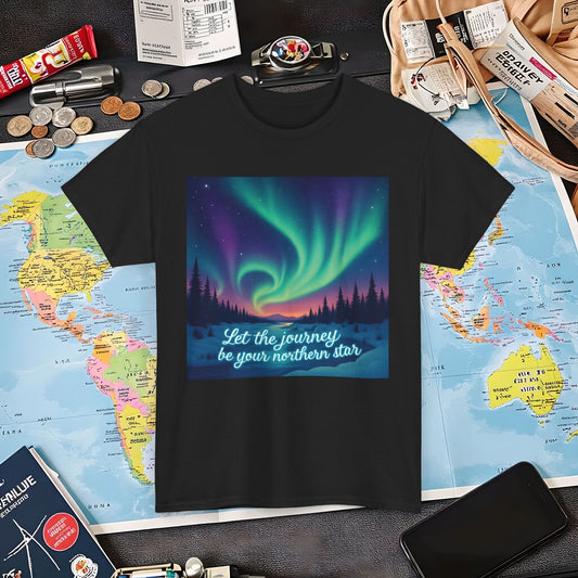 Northern Lights Journey Under the Starry Sky Air Travel T-Shirts | Jetsetter, Airport, and International Flight Tees
