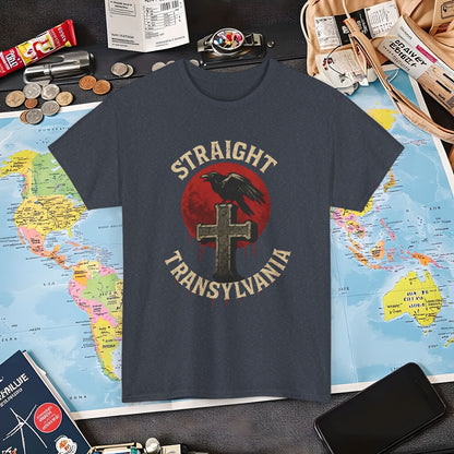 Blood Moon Raven Gothic Cross Tee – Dark Transylvania Travel Shirt | Layover Club Air Travel T-Shirts | Jetsetter, Airport, and International Flight Tees
