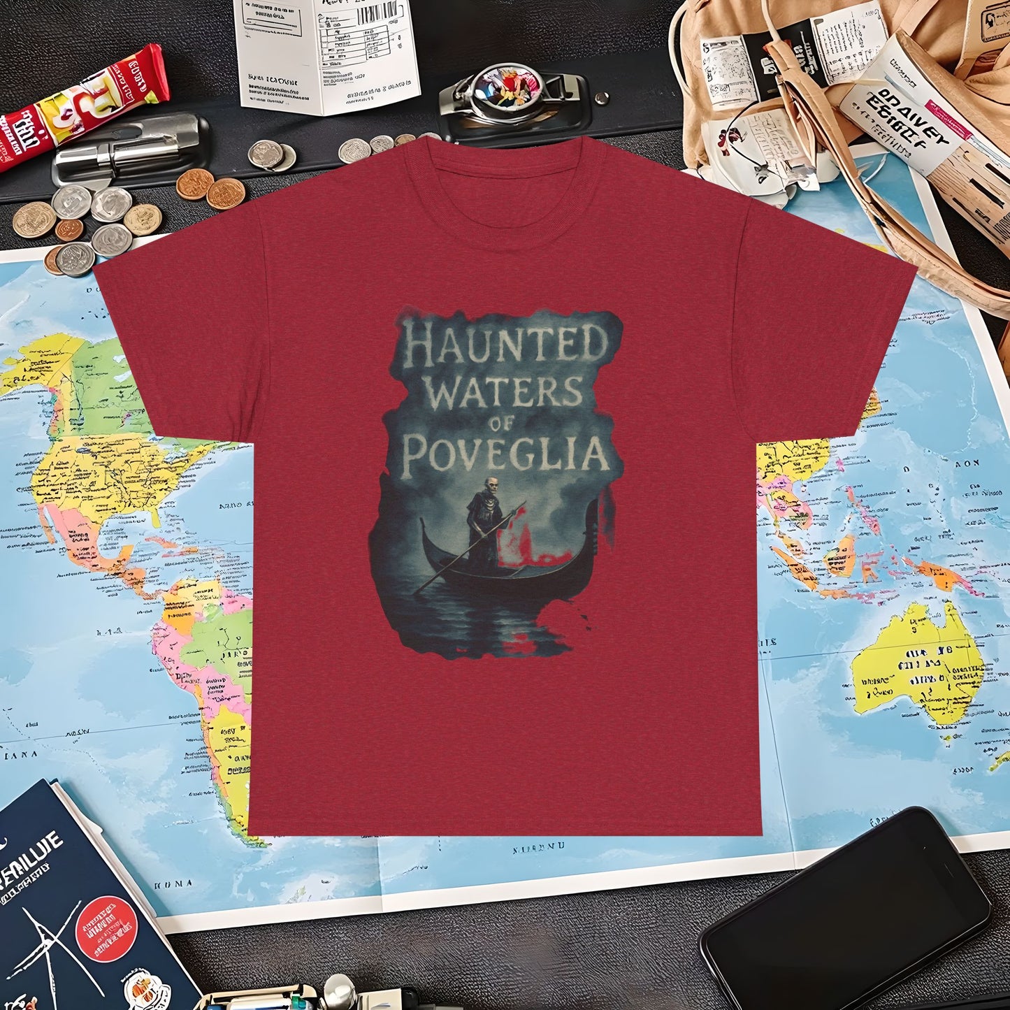 Haunted Venice Ghostly Gondolier Shirt – Spooky Dark Tourism Graphic Tee | Layover Club Air Travel T-Shirts | Jetsetter, Airport, and International Flight Tees