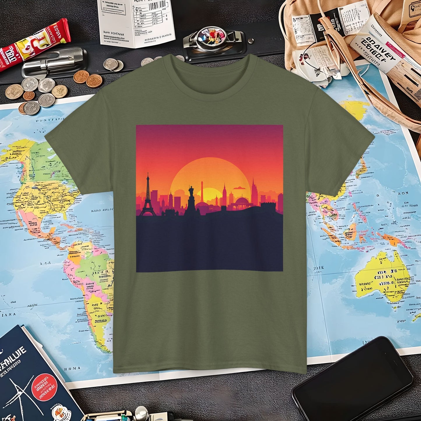 Silhouetted Monuments Air Travel T-Shirts | Jetsetter, Airport, and International Flight Tees